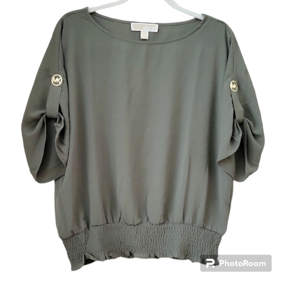 Michael Kors Army Green Blouse, Large, NWT - Picture 1 of 10